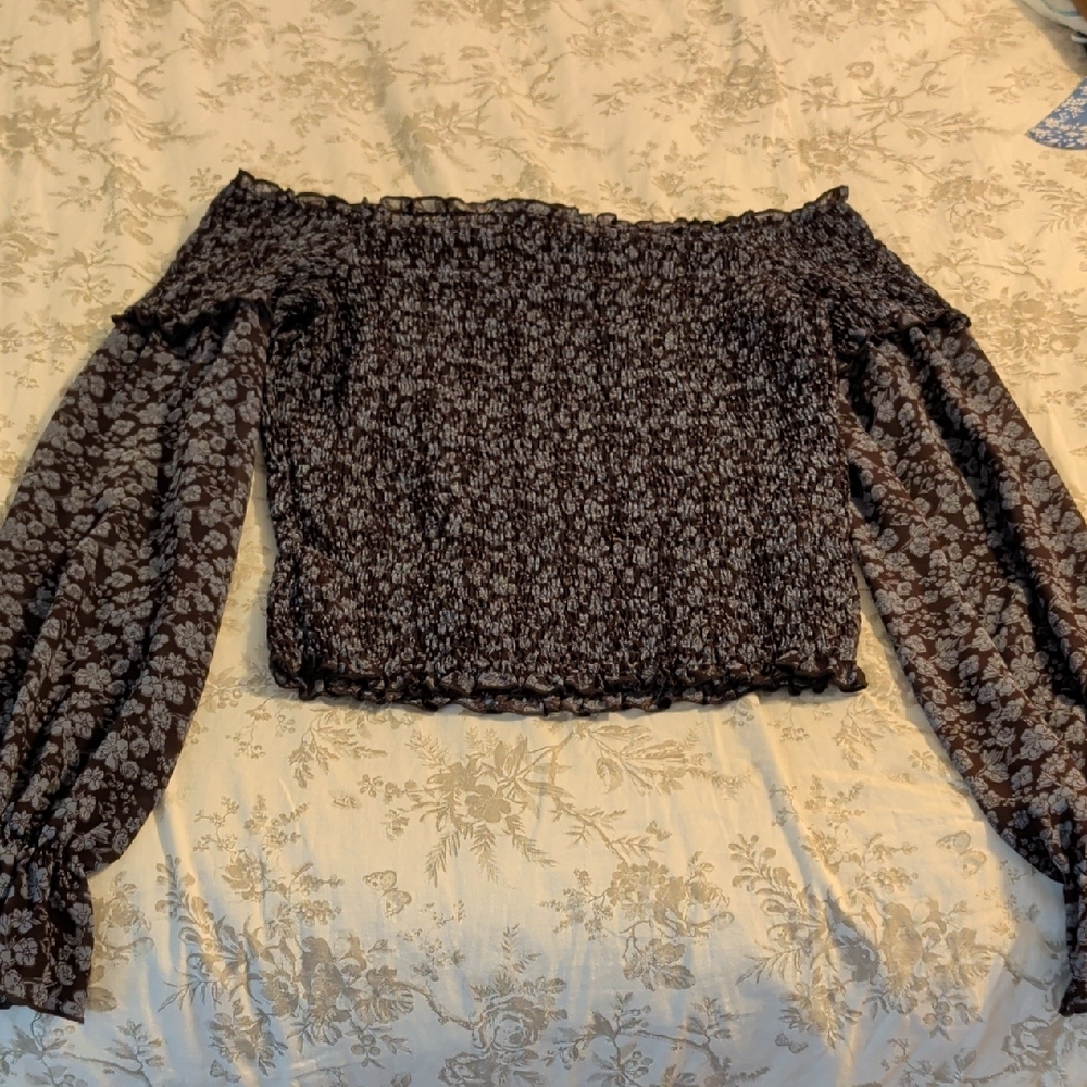 Floral Off-Shoulder Smocked Top